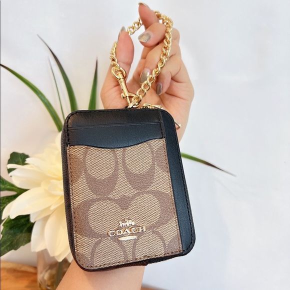 NWT Coach Zip Card Case In Blocked Signature Canvas - Picture 7 of 7